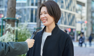 イベントヨガのための取材の様子