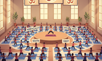 イベントヨガのセンターステージ型レイアウト